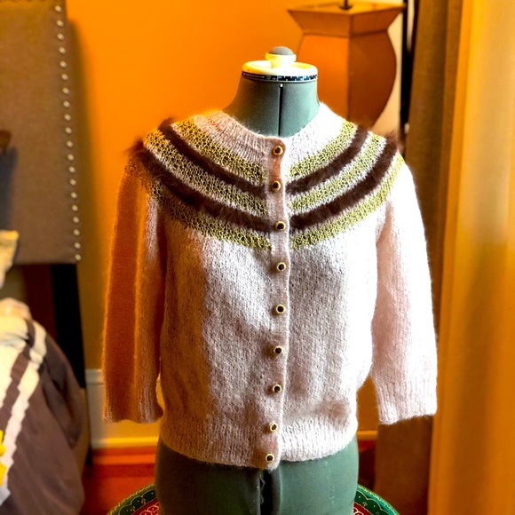 Sweaters - Vintage hand crocheted cardigan size small